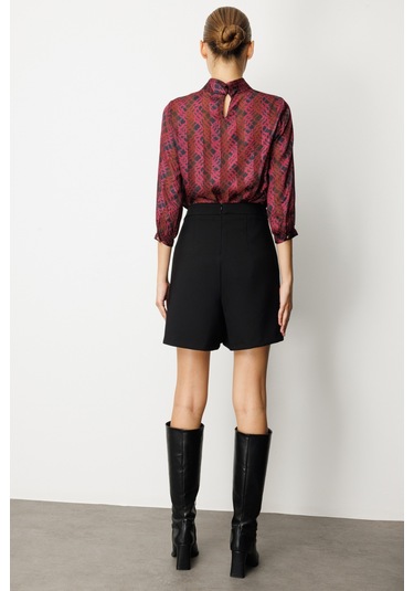 Ekol Kadın Beli Broşlu Şort Etek 2017 Siyah Siyah