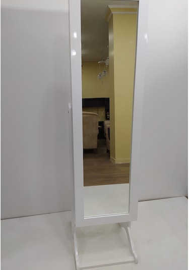 Ankara Mobilya Boy Boya Nature Mdf Ahşap Ayna Takı Dolabı Parlak Beyaz