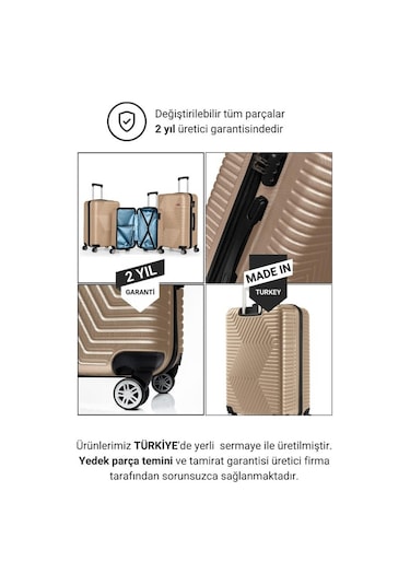 G&d Polo Suitcase Abs 3'lü Gold Lüx Valiz Seyahat Seti 600.06-set Altın