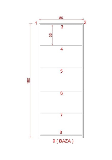 Rafkestir Asya Suntalam Kitaplık ( 80 X 180 Cm ) Bambu ( Mat )