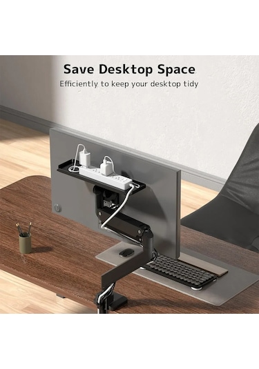 Kosona Metal Vesa Monitör Arka Saklama Tutucu - Cpu, Hoparlör, Kulaklık İçin Dayanıklı Organizasyon Aracı Siyah