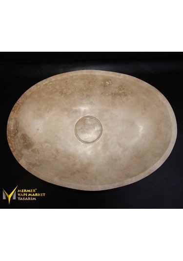 Traverten Gizli Giderli Oval Tasarım Lavabo