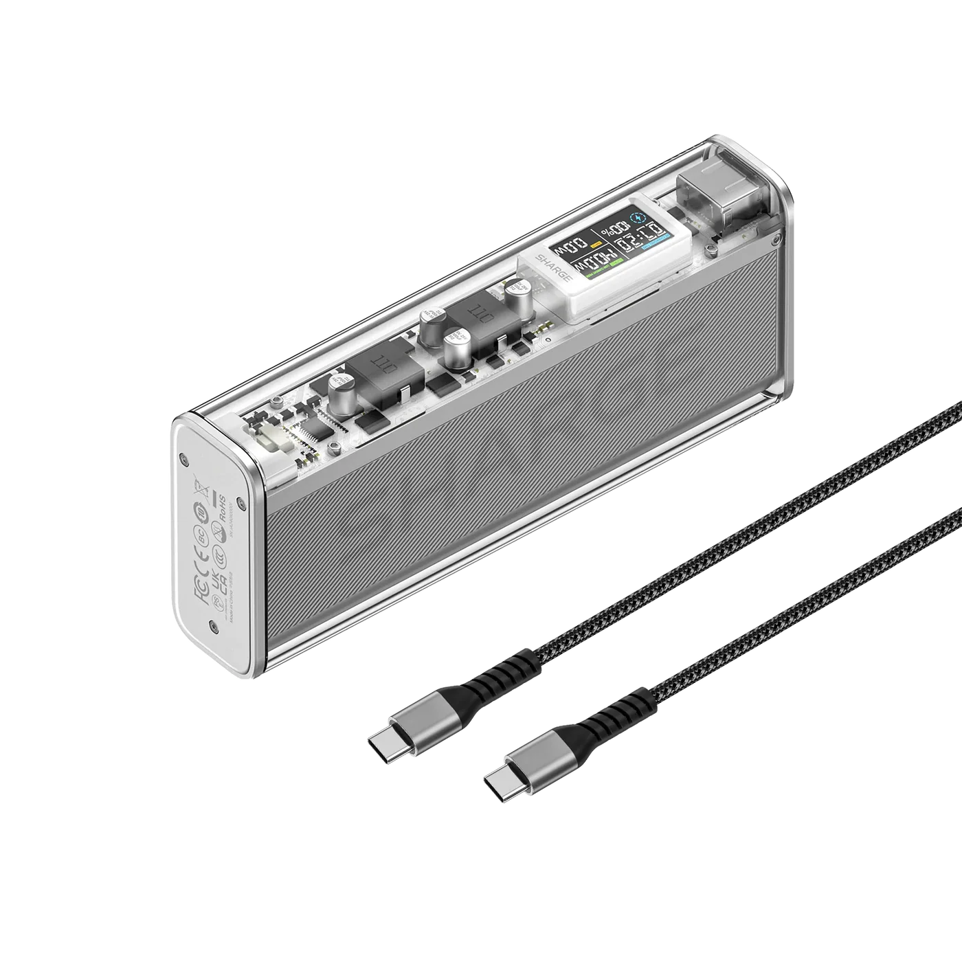 140w - Yüksek Güçlü Ve Şeffaf Tasarımlı Powerbank Gri