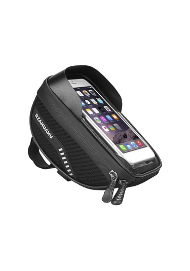 Youtek Bisiklet Ön Çubuk Telefon Çantası, Oxford + Tpu, 7.1" Dokunmatik Pencere, Hava Dayanıklı, Hızlı Kurulum Ya393 Siyah