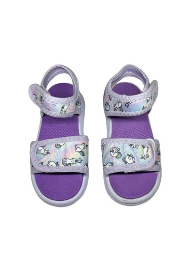 Kedi Baskılı Lila Çocuk Sandalet 001