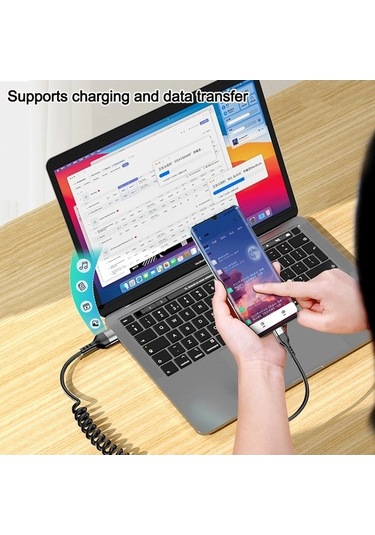 Prestigegoods 65w 5a Hızlı Şarj Tipi C Kablo 3a Mikro Usb Yaylı Çekme Teleskopik Araba Usb Kablosu Samsung Uyumlu Xiaomi Huawei Telefon Aksesuarları