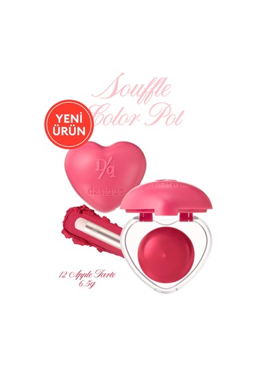 Dasique Kalp Tasarımlı Yoğun Pigmentli Köpük Yapılı Kadife Bitiş Sunan Ruj Souffle Color Pot 12 Apple Tarte 12 Apple Tarte