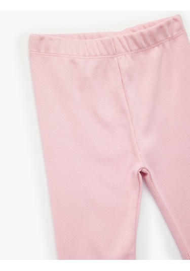 Koton Pamuklu Kaşkorse Beli Lastikli Basic Uzun Tayt Pembe 6wmg40017ak Gül