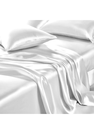 Antibakteriyel Terletmeyen İpek Saten Yastık Kılıfı 2'li 50x70 Beyaz Beyaz