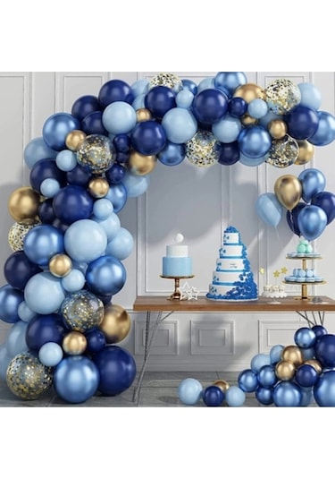 Mavi Lacivert 65li Balon Zinciri Süsleme Seti 5 Renkli Sünnet, 1