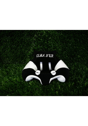 Kişiye Özel Bebek Yatmaz Destek Oturma Minderi Siyah - Beyaz