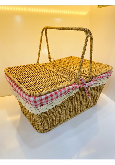 Hasır Piknik Sepeti Sarı