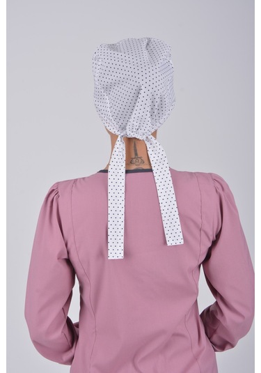 Tesettür Doktor Hemşire Bonesi - Beyaz Yıldız Beyaz