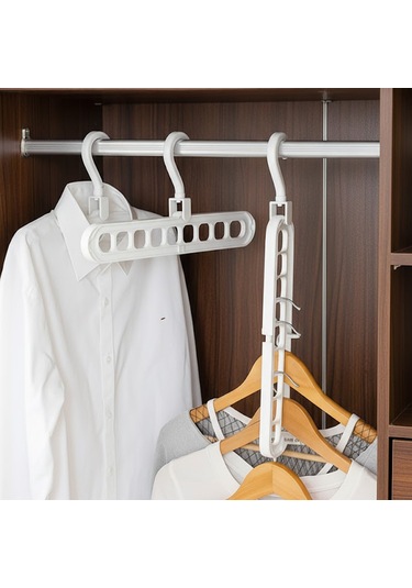 Porsima Org-250 6 Adet Çok Fonksiyonlu Dolap Içi Düzenleyici Organizer Sihirli Askı Tişört Gömlek Elbise Askısı Beyaz