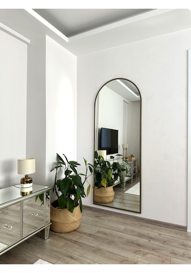 Effe 180x60 Cm Oval Model Eskitme Metal Çerçeveli Ayaklı Boy Aynası