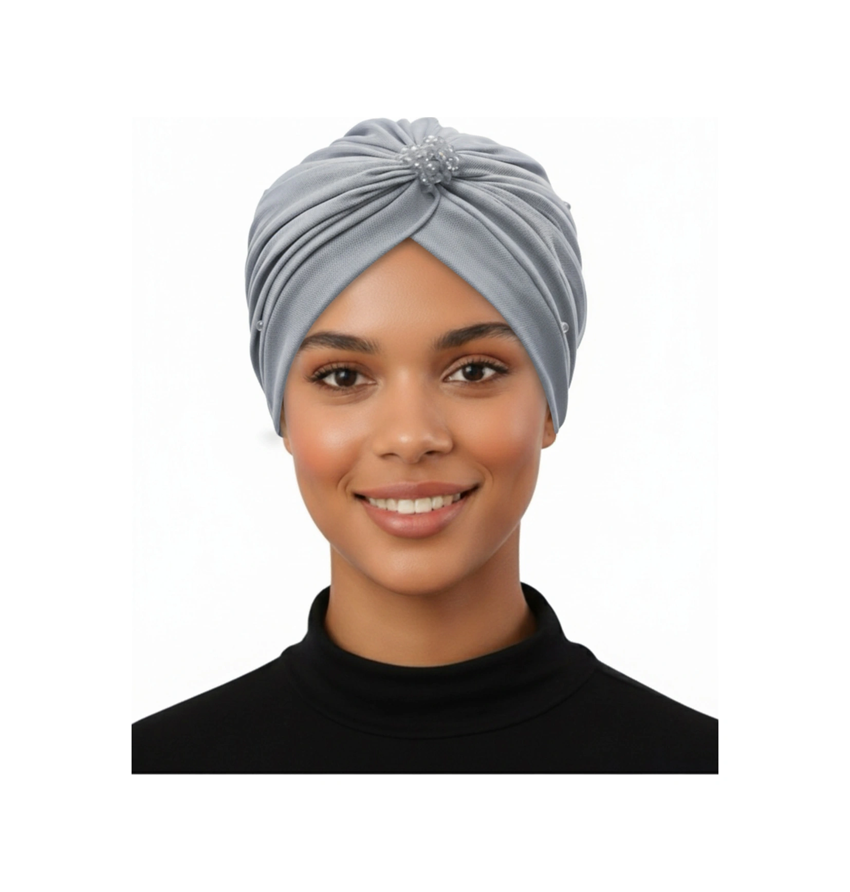 Kristal Tüllü Astarlı Gri Hazır Türban Tesettür Abiye Bone Fdn2016-212 Gri