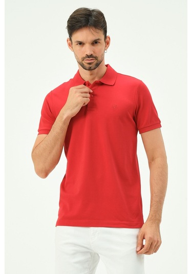 Classıc Pamuk Regular Comfort Erkek Polo Yaka Tişört Kırmızı