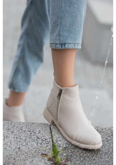 D404 Garantili Soğuk Geçirmez Kışlık Kadın Bot & Bootie Vizon