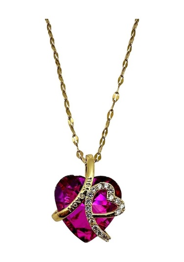 Arnes Jewelry Çelik Zirkon Taşlı Kalpli Kolye Ar486nes Gold