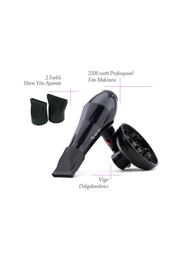 Hairens 3555 Turbo 2500 W Profesyonel Saç Kurutma Makinesi