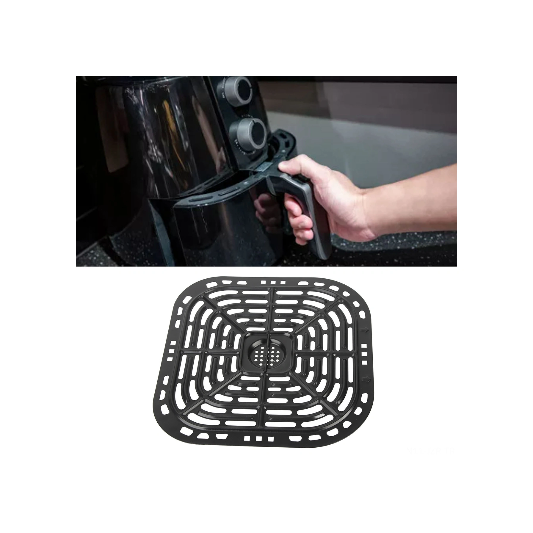 Geeroyoo 304 Paslanmaz Çelik Hava Fritözü Ek Parçası, 24x23cm Ocak Tabağı, Fda Onaylı, Sağlıklı Pişirme, Yıkama Makinesine Uygun, Ergonomik Kollü Diğer