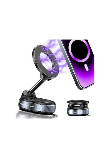 Vakumlu Manyetik Telefon Tutucusu, Magsafe Vantuzlu Telefon Tutucusu, 360 Black Black