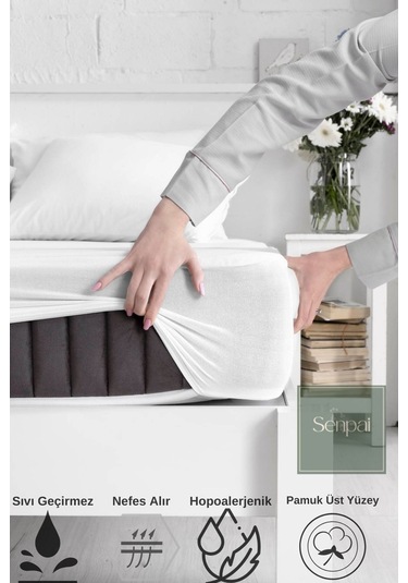 Terry-fitted Pamuklu Sıvı Su Geçirmez Tek-çift Kişilik Yatak Koruyucu Çarşaf Alezi Bebek Çocuk Alezi Beyaz