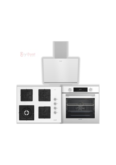 Arçelik AFC 340 B + ADE 606-2 B + OCD K 651 DWB Beyaz Ankastre Cam Set