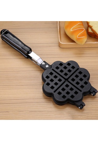 Padalink Ev Mutfak İçin Kaliteli Alüminyum Kalp Şekilli Waffle Pişirme Kalıbı, Anti Yapışkan Zeminli, Gaz Ocağı Uyumlu, Kolay Temizlenir, Evde Lezzetli Kahvaltılar Gri