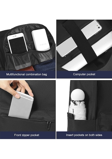 Cxs-7301 Çok Fonksiyonlu Oxford Laptop Çantası Sırt Çantası Gri Siya