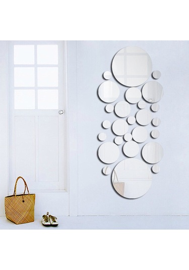 Geekyou 30'lu Silver Akrilik Yuvarlak Ayna Duvar Sticker Seti - Dıy Ev Dekorasyonu, Hafif, Kolay Kurulum, Çocuk Odası/yatak Odası/banyo Uygun Gümüş