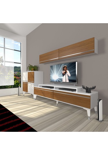 Decoraktiv Ekoflex 6y Mdf Silver Tv Ünitesi Tv Sehpası Beyaz - Ceviz