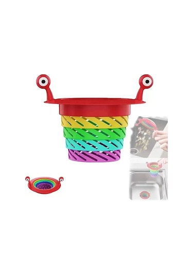 Periboia Mutfak - Banyo Lavabo Filtresi Süzgeci Gökkuşağı Kademe Çok Renkli