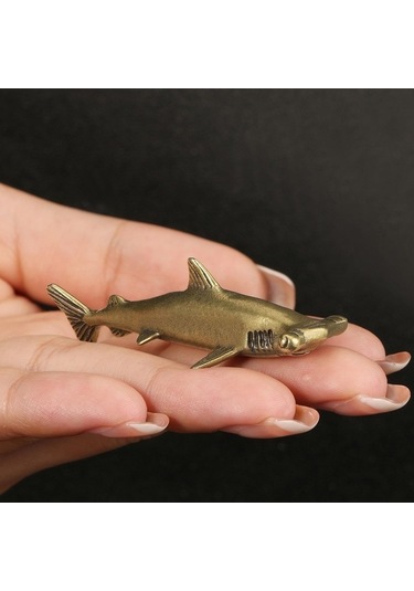 Pazly Yemek Üstü Suntek Pirinç Masa Köpekbalığı Heykeli Evi Çay 5.9cmx1.6cm Un 5.9cmx1.6cm
