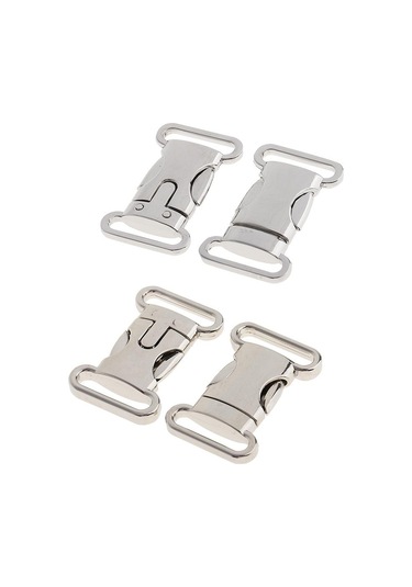 Suntek 2 Parça Metal Yan Yayın Toka Kordon Bilezik Pet Yaka Gümüş 4.5x2.5 Cm