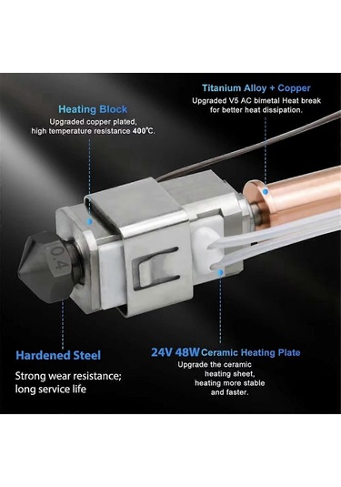 Anycubic Kobra S1 S1c 3d Yazıcı İçin Hotend Seramik Nozul Kombinasyon Başlığı 24v 48w Hızlı Isıtma 320 3d