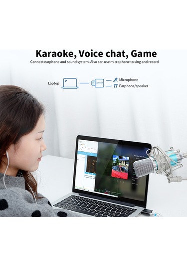 Padalink Ventıon Usb Dışarıdaki Ses Kartı, Usb'den 3.5mm Kulaklık/mikrofon Dönüştürücü, Dizüstü/masaüstü Bilgisayarı İçin, Alüminyum Kasa, Plug & Play, Gümüş