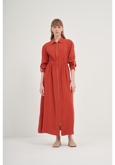 Ftz Modal Elbise Kiremit 31033 Kiremit