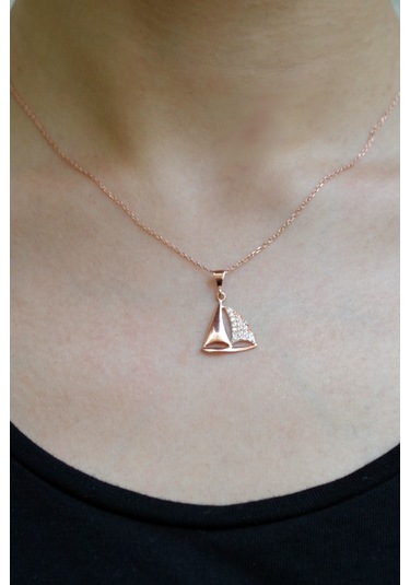 Argentum Concept - Zirkon Taşlı Gümüş Yelkenli Kolye