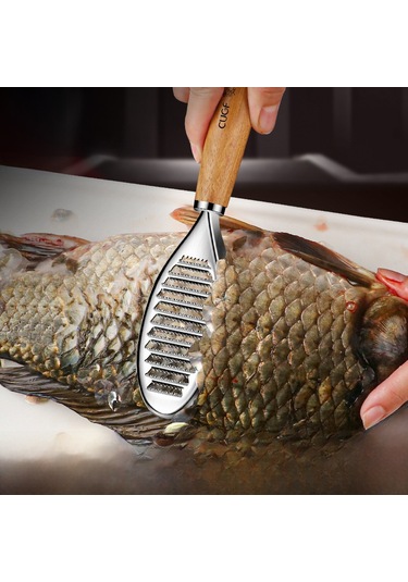 Youmex 304 Paslanmaz Çelik Ev Ofisi Balık Yığını Kaldırıcı, Ahşap Kolu Konforlu, Dayanıklı Ve Kolay Kullanım Balık Ölçek Aracı Diğer