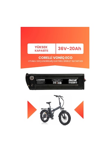 Corelli Voniq Eco Uyumlu 36v 20ah Elektrikli Bisiklet Bataryası Siyah