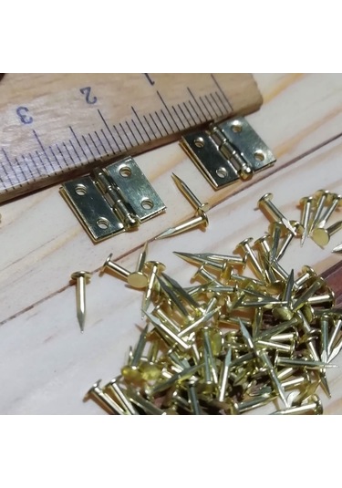 Mini Tavla Menteşe 24 Adet ve Çivileri Hobi Maket Model Kutu Sandık Aksesuar Küçük Menteşe