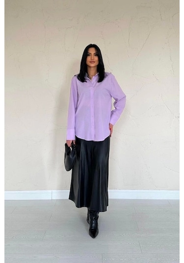 Lila Poplin Gömlek Lila