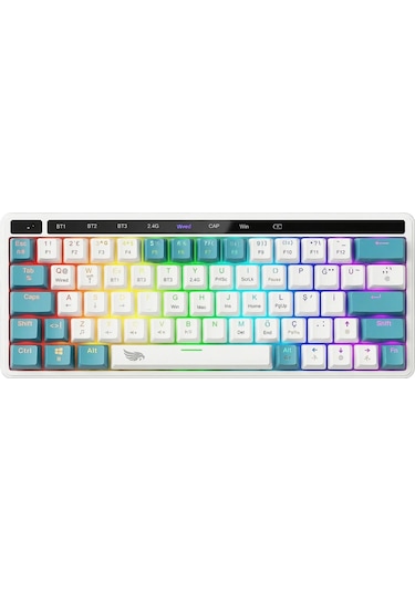 Gameagle 64 Tuşlu Rgb 3 Modlu Gaming Klavye Bluetooth + 2.4g + Type-c Şarjlı N-key Rollover, Anti Ghosting Oyuncu Klavyesi