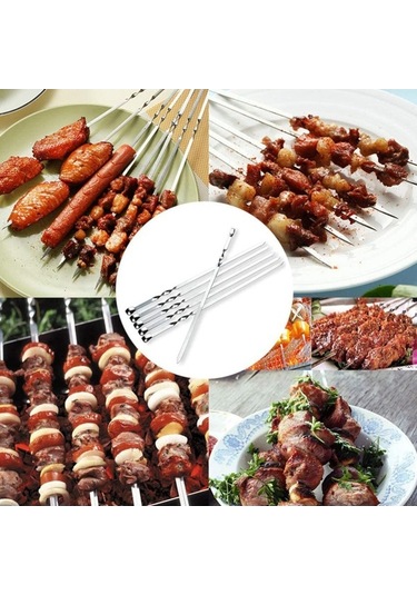 Didadodo 10 Adet Paslanmaz Çelik Şiş - Dayanıklı Ve Yeniden Kullanılabilir Barbekü Şişleri, Küçük Boy