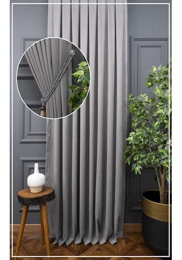Evdepo Home Gri Fon Perde Tek Kanat (539795293) Gri