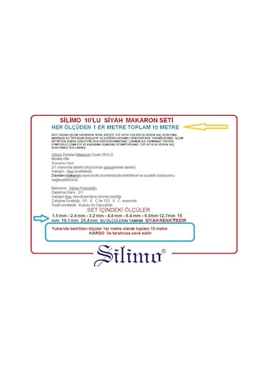 Isı Ile Daralan Makaron 10 Lu Set (Hepsinden 1'Er Metre) Tamir Ka