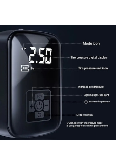 Mini Kablosuz Dijital Taşınabilir Kompresör Araç Lastik Top Şişir