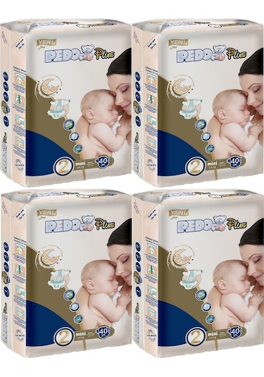 Pedo Plus Bebek Bezi Beden:2 3-6kg Mini 160 Adet Jumbo Aylık Pk 4'lü