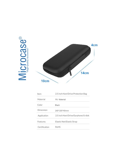 Microcase Harddisk Usb Bellek Vb Taşıma Çantası 2.5 İnch Siyah